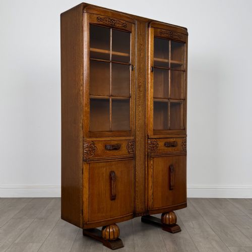 ANTIQUE 20TH CENTURY GOOD QUALITY OAK DISPLAY CABINET - ADDITIONAL PHOTO 9