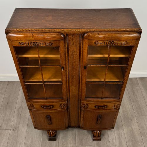 ANTIQUE 20TH CENTURY GOOD QUALITY OAK DISPLAY CABINET - ADDITIONAL PHOTO 10