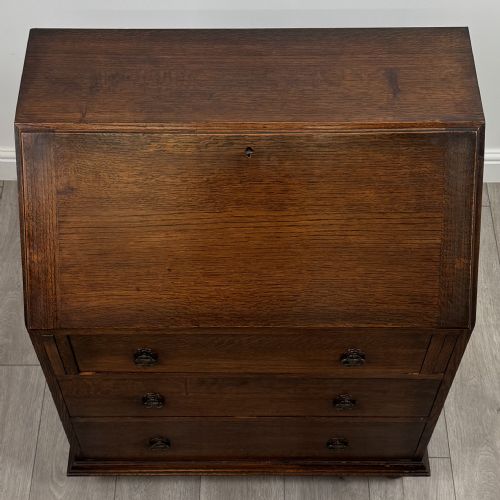 ANTIQUE 20TH CENTURY GOOD QUALITY OAK BUREAU - ADDITIONAL PHOTO 8