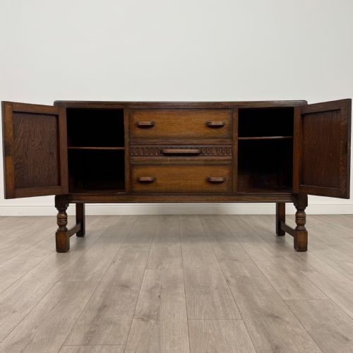 ANTIQUE 20TH CENTURY GOOD QUALITY OAK SIDEBOARD - ADDITIONAL PHOTO 1