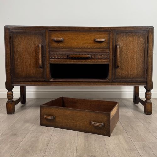 ANTIQUE 20TH CENTURY GOOD QUALITY OAK SIDEBOARD - ADDITIONAL PHOTO 10