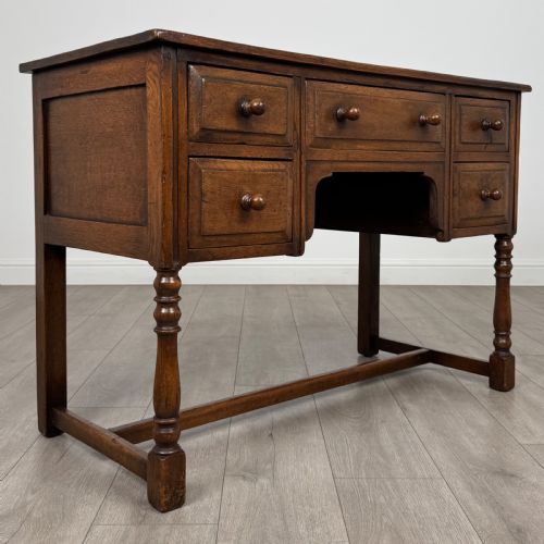 ANTIQUE 20TH CENTURY GOOD QUALITY DESK IN OAK - ADDITIONAL PHOTO 7