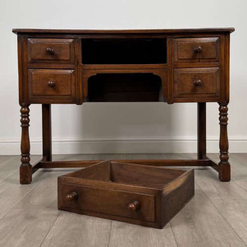 ANTIQUE 20TH CENTURY GOOD QUALITY DESK IN OAK - ADDITIONAL PHOTO 9