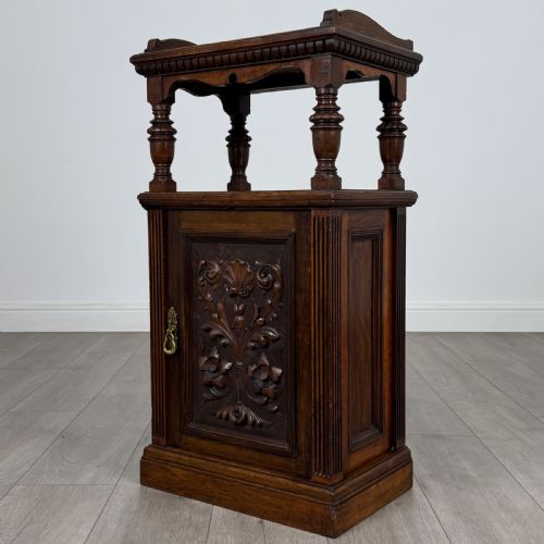 ANTIQUE 19TH CENTURY GOOD QUALITY CARVED OAK CABINET - ADDITIONAL PHOTO 3