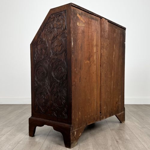 ANTIQUE 18TH CENTURY HEAVILY CARVED OAK BUREAU - ADDITIONAL PHOTO 4
