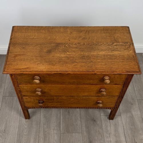 ANTIQUE 20TH CENTURY GOLDEN OAK CHEST OF DRAWERS - ADDITIONAL PHOTO 8