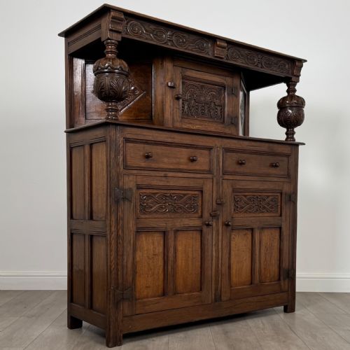 ANTIQUE 20TH CENTURY GOOD QUALITY COURT CUPBOARD IN OAK - ADDITIONAL PHOTO 8