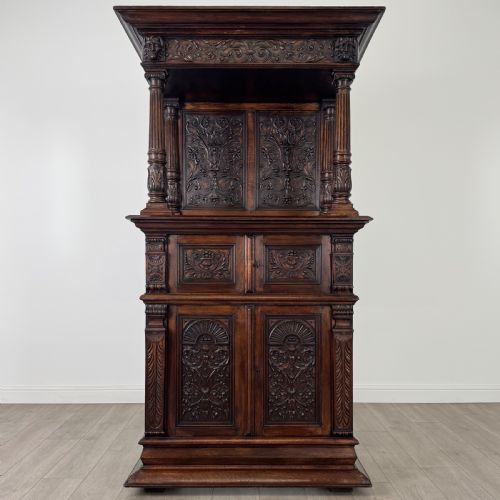 antique 19th century fine quality carved oak cupboard - CATEGORY: ANTIQUE CUPBOARDS - DATED VICTORIAN