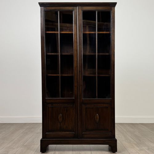 ANTIQUE 20TH CENTURY GOOD QUALITY OAK DISPLAY CABINET - ADDITIONAL PHOTO 1