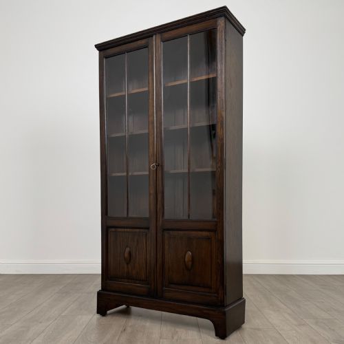 ANTIQUE 20TH CENTURY GOOD QUALITY OAK DISPLAY CABINET - ADDITIONAL PHOTO 3