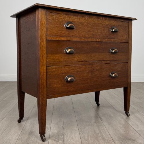 ANTIQUE 20TH CENTURY GOOD QUALITY CHEST OF DRAWERS IN OAK - ADDITIONAL PHOTO 11