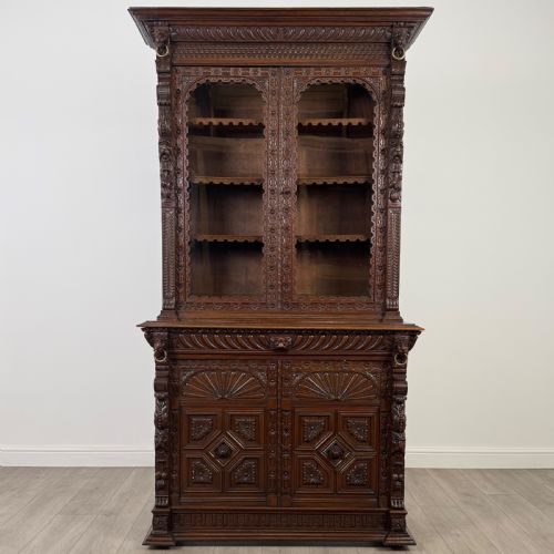 ANTIQUE 19TH CENTURY RENAISSANCE REVIVAL BOOKCASE IN OAK - ADDITIONAL PHOTO 1