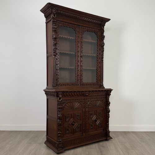 ANTIQUE 19TH CENTURY RENAISSANCE REVIVAL BOOKCASE IN OAK - ADDITIONAL PHOTO 9