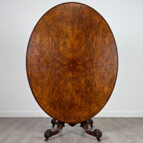 ANTIQUE 19TH CENTURY FINE QUALITY LOO TABLE IN BURR WALNUT - ADDITIONAL PHOTO 1