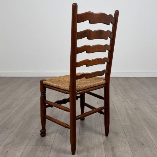 ANTIQUE 20TH CENTURY SET OF 6 OAK LADDER BACK DINING CHAIRS - ADDITIONAL PHOTO 2