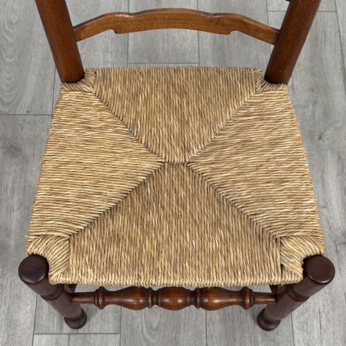ANTIQUE 20TH CENTURY SET OF 6 OAK LADDER BACK DINING CHAIRS - ADDITIONAL PHOTO 6
