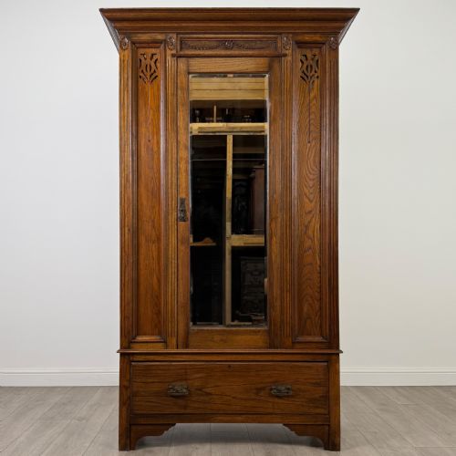 antique 20th century good quality wardrobe in oak - CATEGORY: ANTIQUE WARDROBES - DATED EDWARDIAN