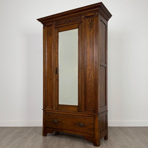ANTIQUE 20TH CENTURY GOOD QUALITY WARDROBE IN OAK - ADDITIONAL PHOTO 2