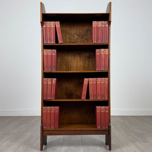 antique 20th century golden oak open bookcase - CATEGORY: ANTIQUE BOOKCASES - DATED EDWARDIAN