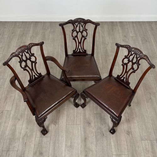 ANTIQUE 19TH CENTURY SET OF 6 CHIPPENDALE STYLE DINING CHAIRS - ADDITIONAL PHOTO 9