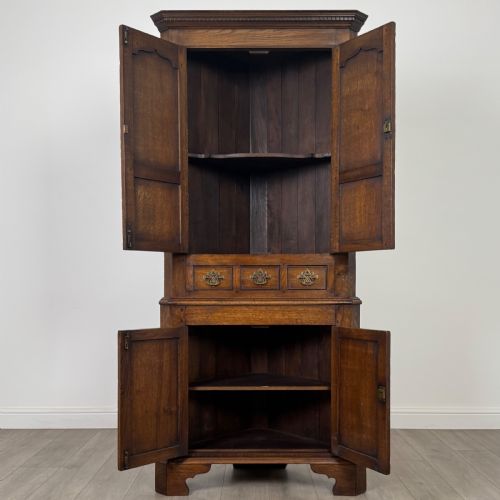 ANTIQUE 20TH CENTURY FINE QUALITY CORNER CABINET IN OAK - ADDITIONAL PHOTO 1