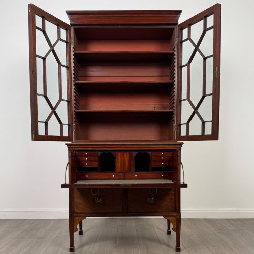 ANTIQUE 18TH CENTURY SMALL SECRETAIRE BOOKCASE IN MAHOGANY - ADDITIONAL PHOTO 2