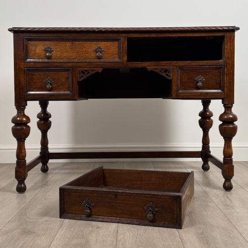 ANTIQUE 20TH CENTURY GOOD QUALITY DESK IN OAK - ADDITIONAL PHOTO 9