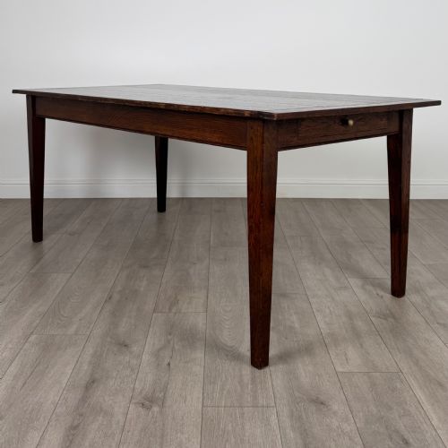 antique 20th century fine quality oak dining table with drawer - CATEGORY: ANTIQUE TABLES - DATED EDWARDIAN