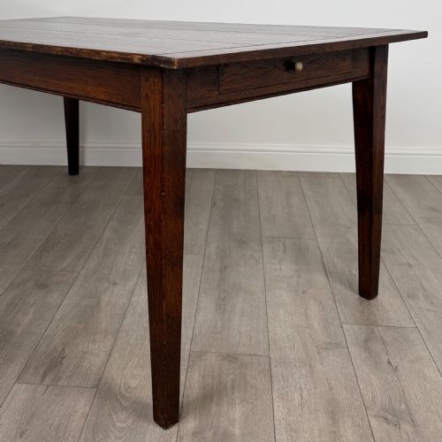 ANTIQUE 20TH CENTURY FINE QUALITY OAK DINING TABLE WITH DRAWER - ADDITIONAL PHOTO 4