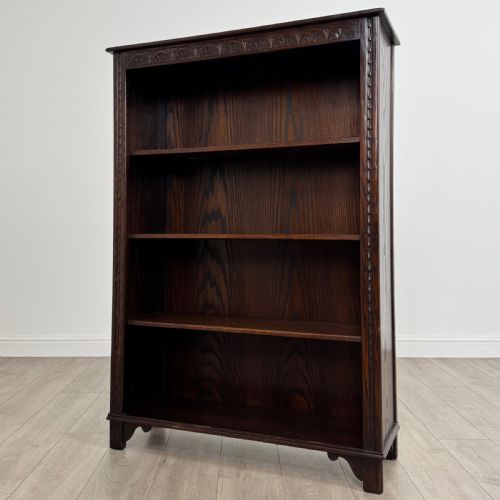 ANTIQUE 20TH CENTURY OPEN BOOKCASE IN OAK - ADDITIONAL PHOTO 2
