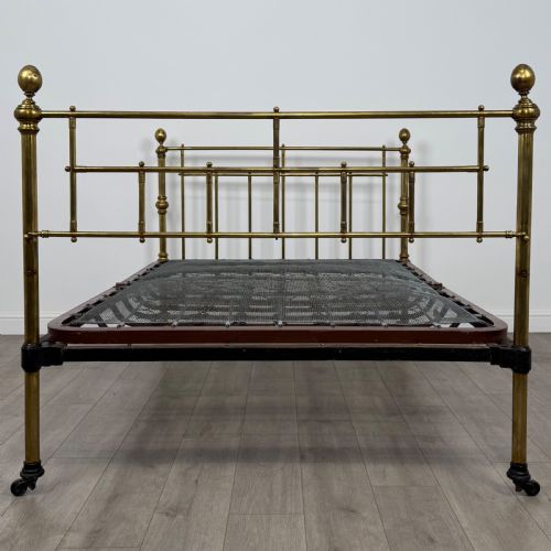 ANTIQUE 19TH CENTURY FINE QUALITY BRASS DOUBLE BED - ADDITIONAL PHOTO 3