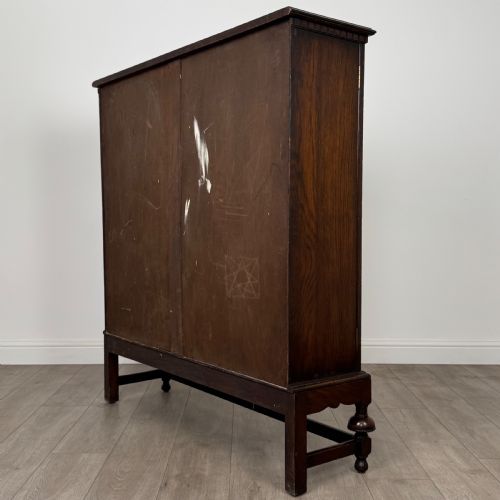 ANTIQUE 20TH CENTURY GOOD QUALITY OAK DISPLAY CABINET - ADDITIONAL PHOTO 7