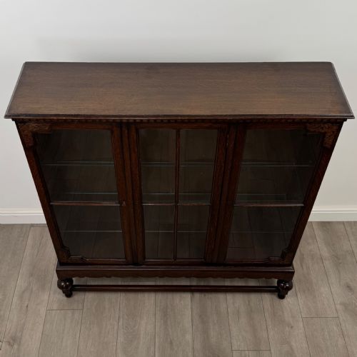 ANTIQUE 20TH CENTURY GOOD QUALITY OAK DISPLAY CABINET - ADDITIONAL PHOTO 10