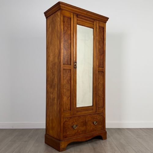 ANTIQUE 20TH CENTURY FINE QUALITY WARDROBE IN BURR WALNUT - ADDITIONAL PHOTO 8