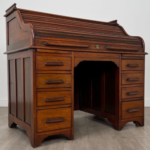 ANTIQUE 20TH CENTURY ROLL TOP DESK IN MAHOGANY - ADDITIONAL PHOTO 8