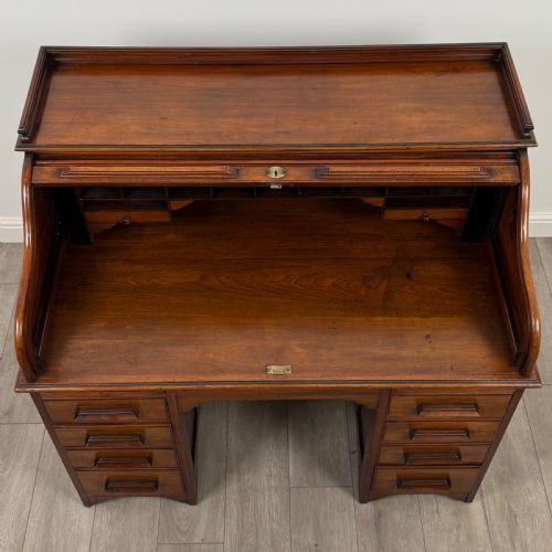 ANTIQUE 20TH CENTURY ROLL TOP DESK IN MAHOGANY - ADDITIONAL PHOTO 10