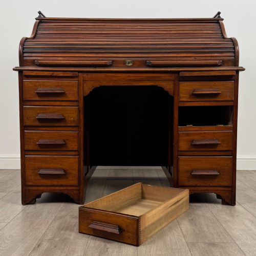ANTIQUE 20TH CENTURY ROLL TOP DESK IN MAHOGANY - ADDITIONAL PHOTO 12