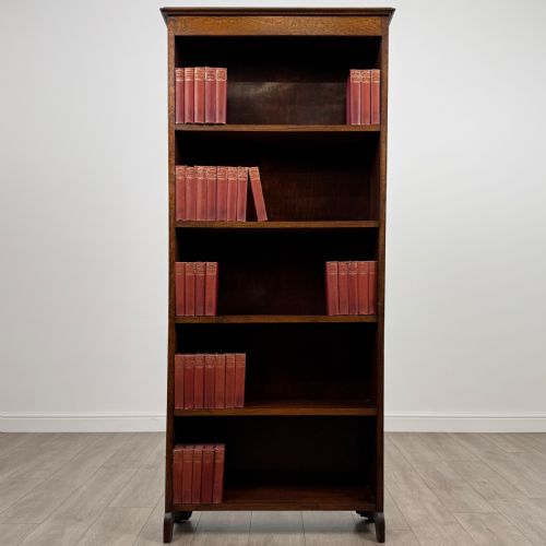 antique 20th century good quality open bookcase in oak - CATEGORY: ANTIQUE BOOKCASES - DATED EDWARDIAN
