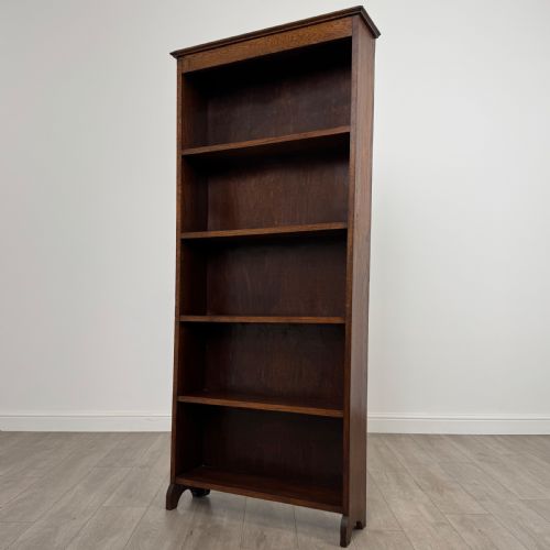ANTIQUE 20TH CENTURY GOOD QUALITY OPEN BOOKCASE IN OAK - ADDITIONAL PHOTO 2