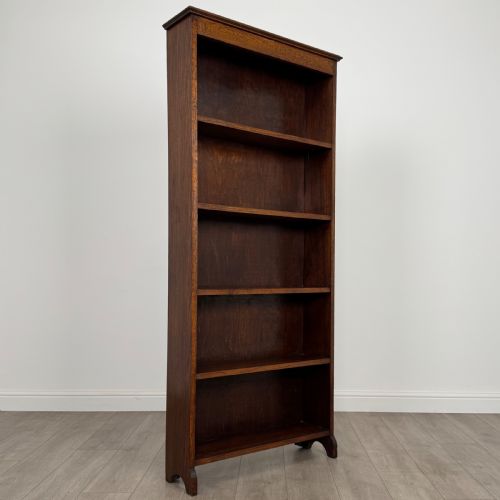 ANTIQUE 20TH CENTURY GOOD QUALITY OPEN BOOKCASE IN OAK - ADDITIONAL PHOTO 8