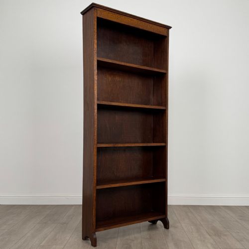 ANTIQUE 20TH CENTURY GOOD QUALITY OPEN BOOKCASE IN OAK - ADDITIONAL PHOTO 9