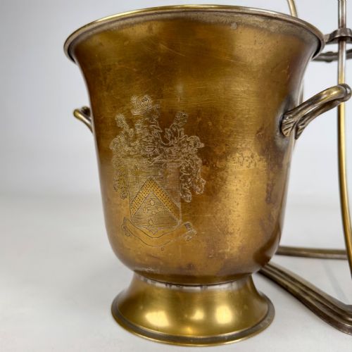 ANTIQUE 19TH CENTURY SILVER PLATED CHAMPAGNE BUCKET ON STAND - ADDITIONAL PHOTO 3