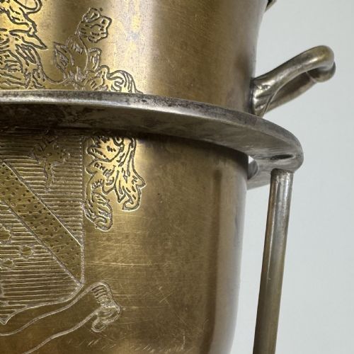 ANTIQUE 19TH CENTURY SILVER PLATED CHAMPAGNE BUCKET ON STAND - ADDITIONAL PHOTO 5