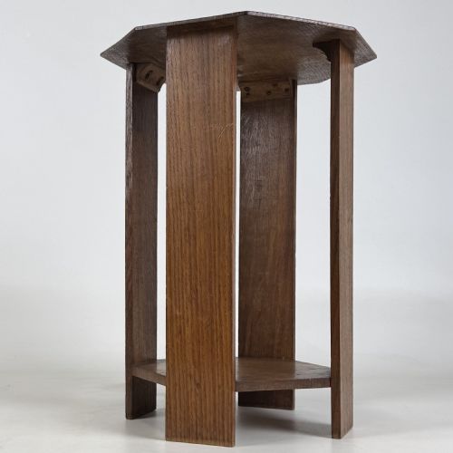 ANTIQUE 20TH CENTURY ART CRAFTS SIDE TABLE IN GOLDEN OAK - ADDITIONAL PHOTO 6