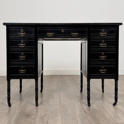 antique 19th century ebonised desk by wilkinson son - CATEGORY: ANTIQUE DESKS - DATED VICTORIAN