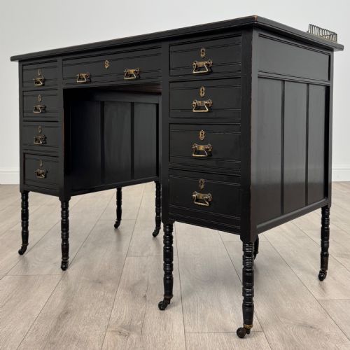 ANTIQUE 19TH CENTURY EBONISED DESK BY WILKINSON SON - ADDITIONAL PHOTO 1
