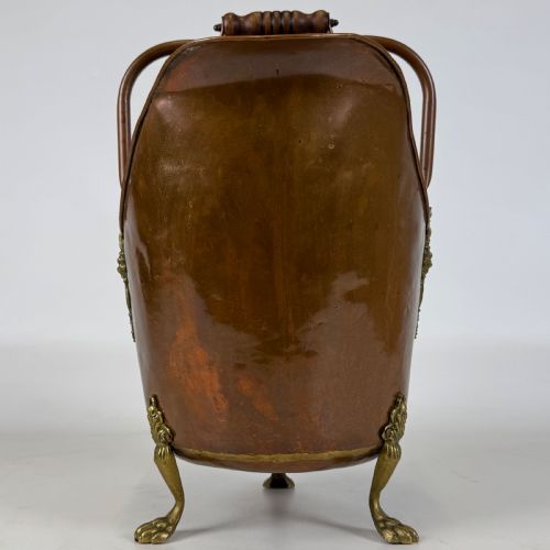 ANTIQUE 19TH CENTURY BRASS COPPER COAL SCUTTLE - ADDITIONAL PHOTO 3