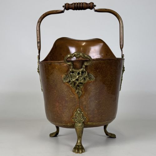 ANTIQUE 19TH CENTURY BRASS COPPER COAL SCUTTLE - ADDITIONAL PHOTO 7