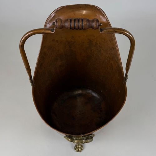ANTIQUE 19TH CENTURY BRASS COPPER COAL SCUTTLE - ADDITIONAL PHOTO 8