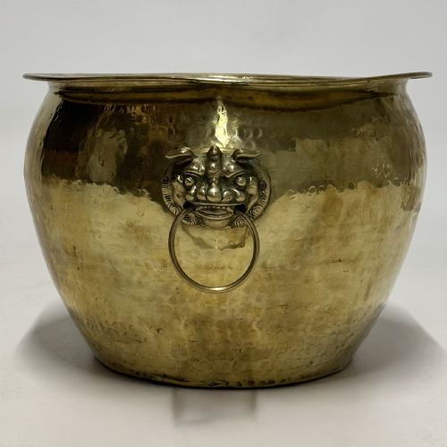 ANTIQUE 19TH CENTURY DECORATIVE BRASS PLANTER - ADDITIONAL PHOTO 1
